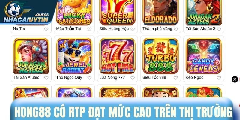 Hong88 có  RTP đạt mức cao trên thị trường với 97%